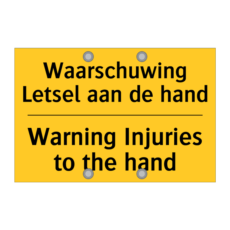 Waarschuwing Letsel aan de hand - Warning Injuries to the hand