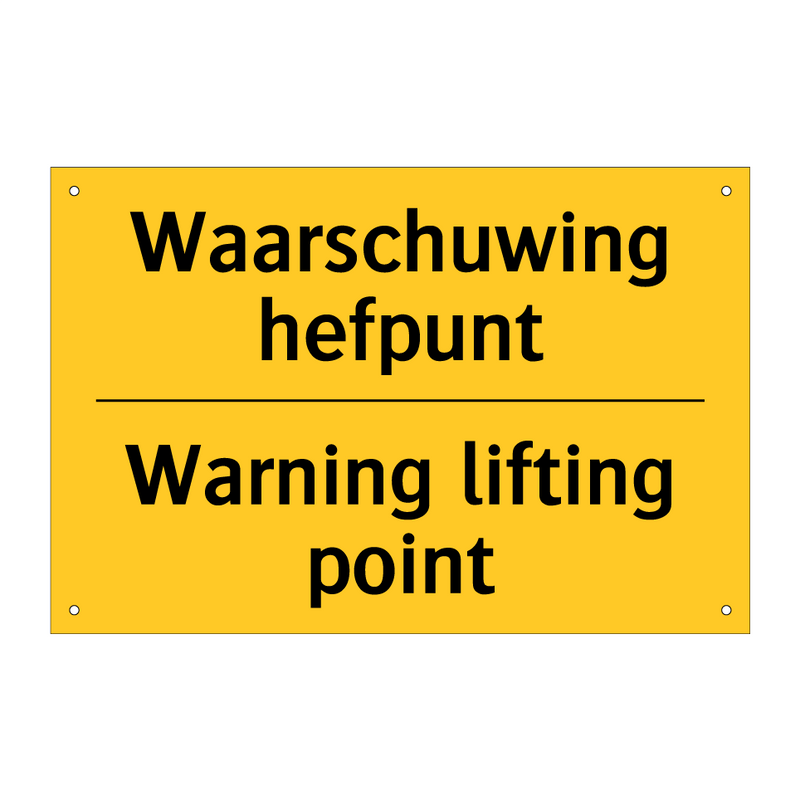 Waarschuwing hefpunt - Warning lifting point & Waarschuwing hefpunt - Warning lifting point