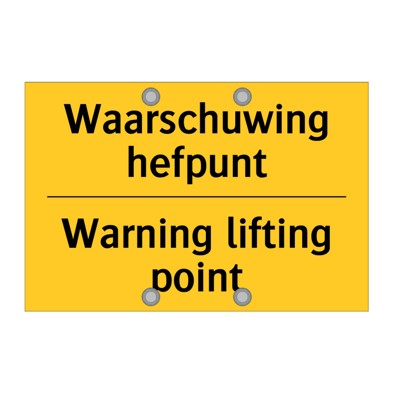 Waarschuwing hefpunt - Warning lifting point & Waarschuwing hefpunt - Warning lifting point