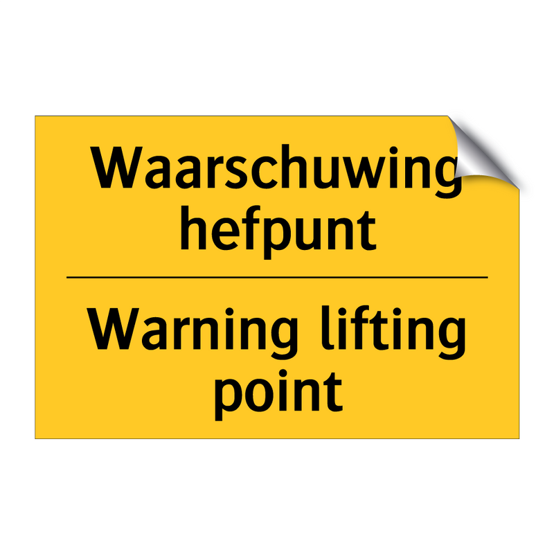 Waarschuwing hefpunt - Warning lifting point & Waarschuwing hefpunt - Warning lifting point