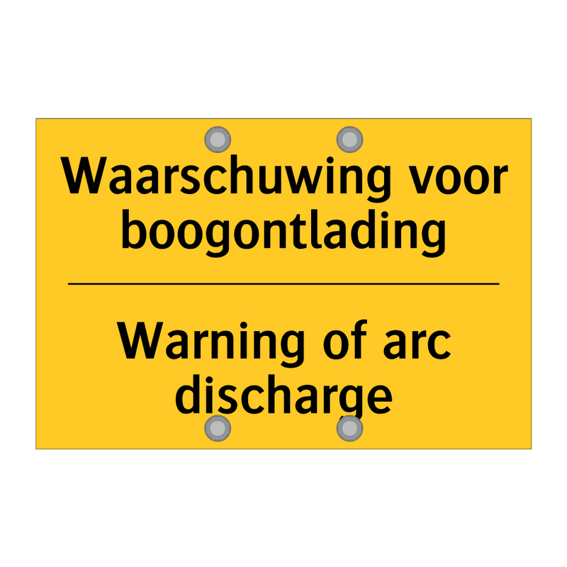 Waarschuwing voor boogontlading - Warning of arc discharge