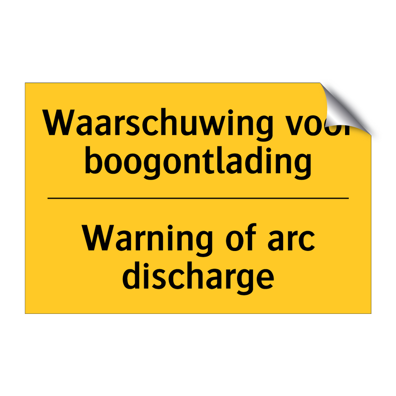 Waarschuwing voor boogontlading - Warning of arc discharge