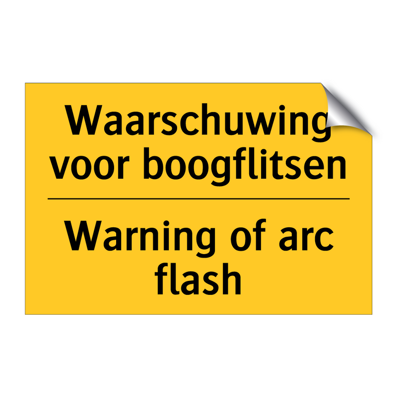 Waarschuwing voor boogflitsen - Warning of arc flash