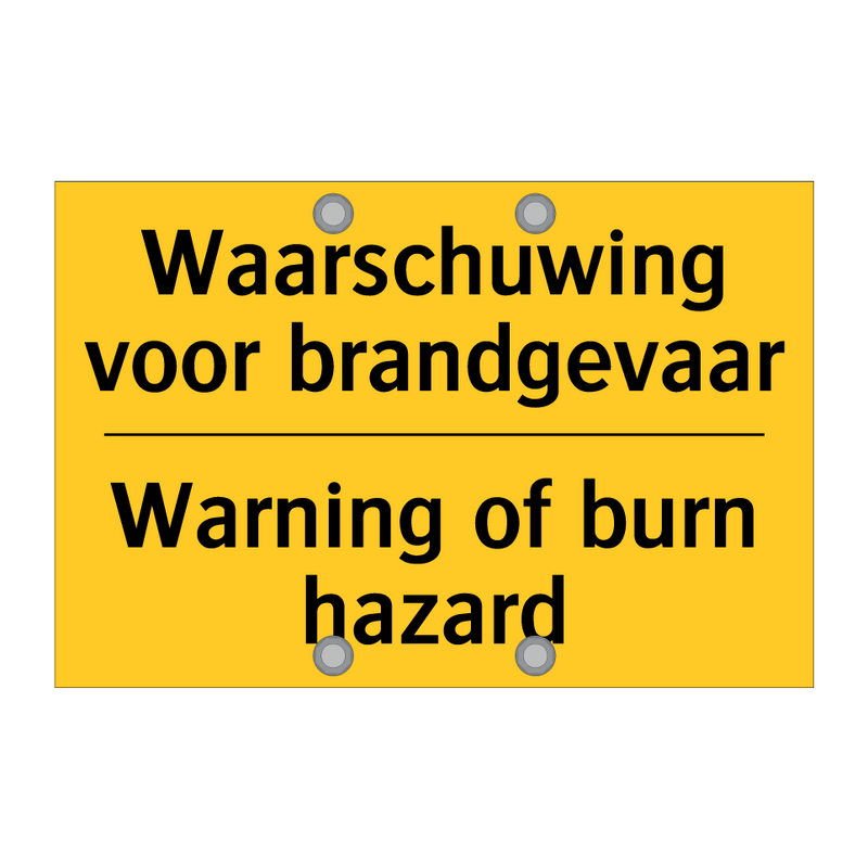 Waarschuwing voor brandgevaar - Warning of burn hazard