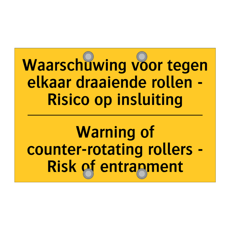 Waarschuwing voor tegen elkaar /.../ - Warning of counter-rotating rollers /.../