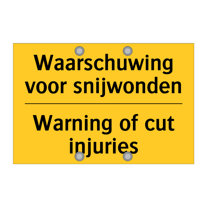 Waarschuwing voor snijwonden - Warning of cut injuries