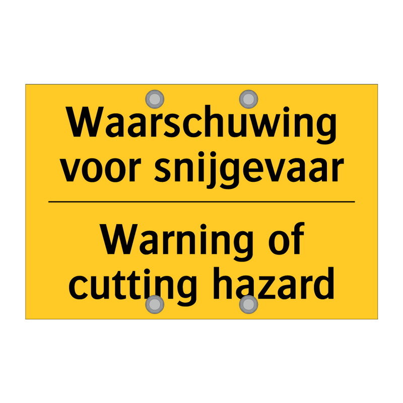 Waarschuwing voor snijgevaar - Warning of cutting hazard