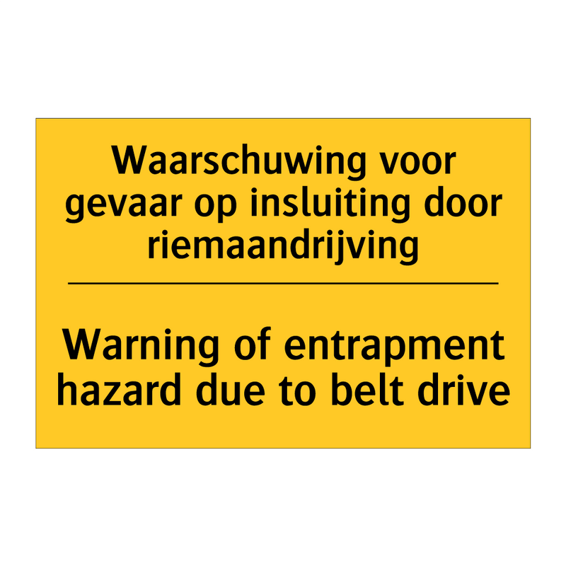 Waarschuwing voor gevaar op insluiting /.../ - Warning of entrapment hazard due /.../