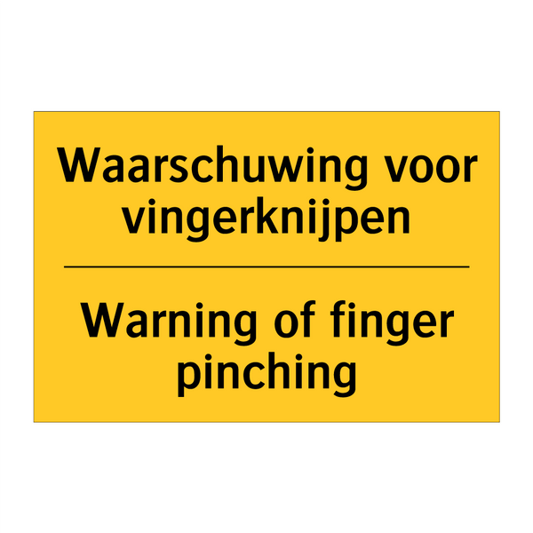 Waarschuwing voor vingerknijpen - Warning of finger pinching