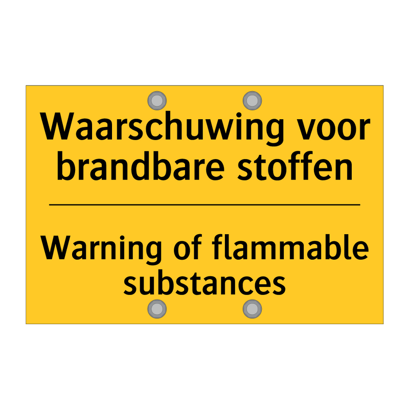 Waarschuwing voor brandbare stoffen - Warning of flammable substances