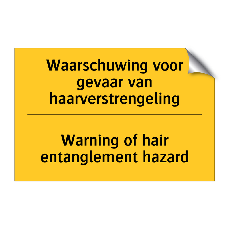 Waarschuwing voor gevaar van haarverstrengeling - Warning of hair entanglement hazard