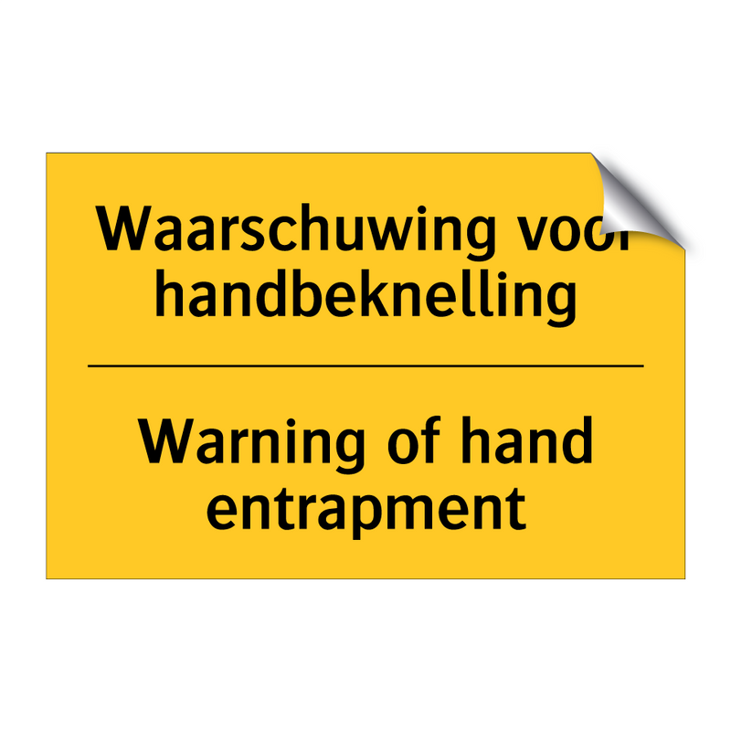 Waarschuwing voor handbeknelling - Warning of hand entrapment