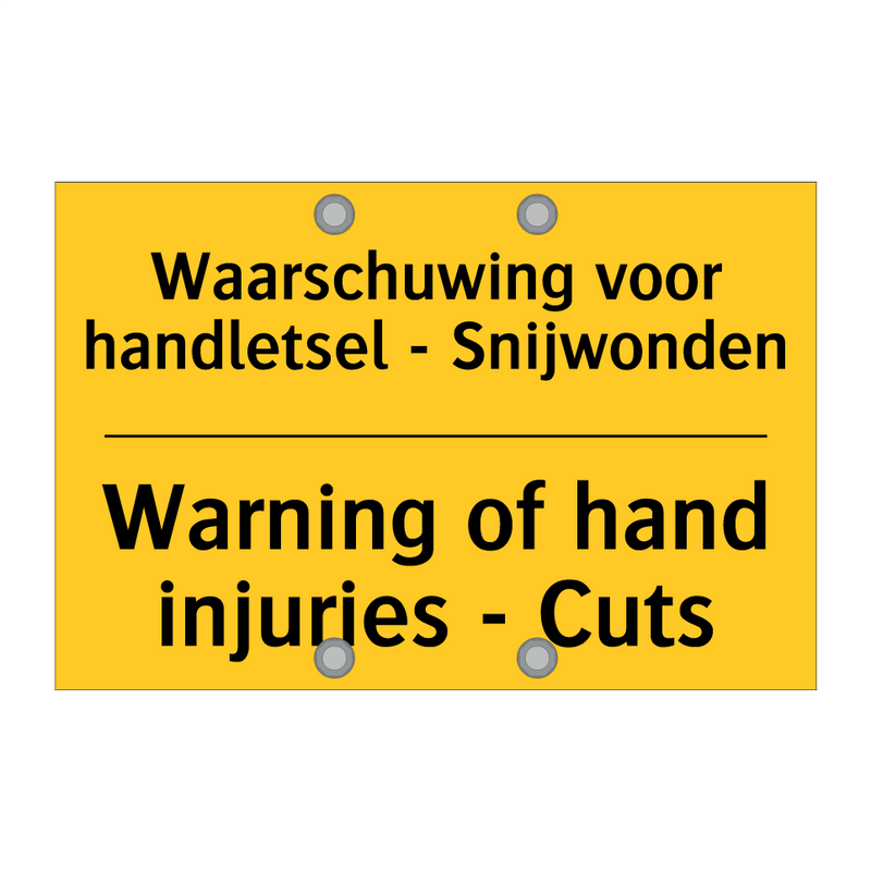 Waarschuwing voor handletsel - Snijwonden - Warning of hand injuries - Cuts