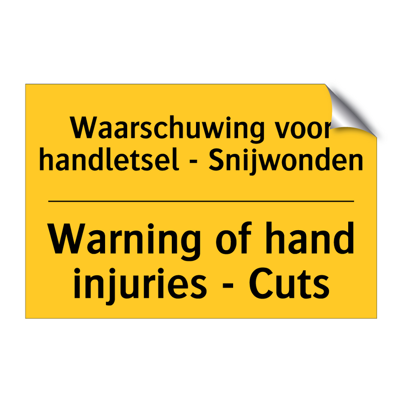 Waarschuwing voor handletsel - Snijwonden - Warning of hand injuries - Cuts