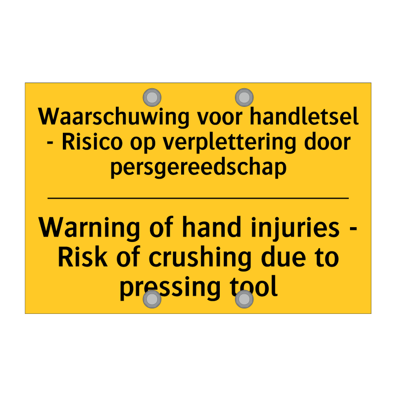 Waarschuwing voor handletsel - /.../ - Warning of hand injuries - Risk /.../