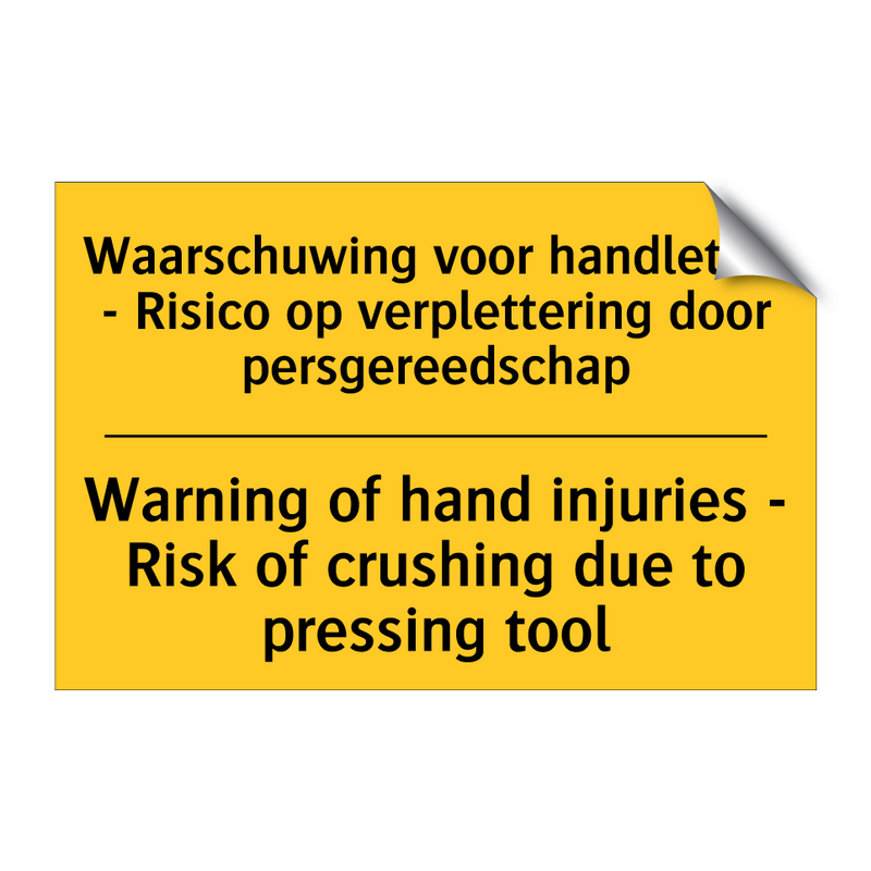 Waarschuwing voor handletsel - /.../ - Warning of hand injuries - Risk /.../