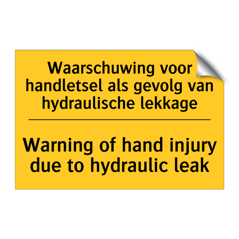 Waarschuwing voor handletsel als /.../ - Warning of hand injury due to /.../