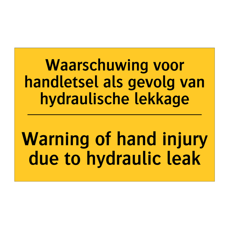 Waarschuwing voor handletsel als /.../ - Warning of hand injury due to /.../