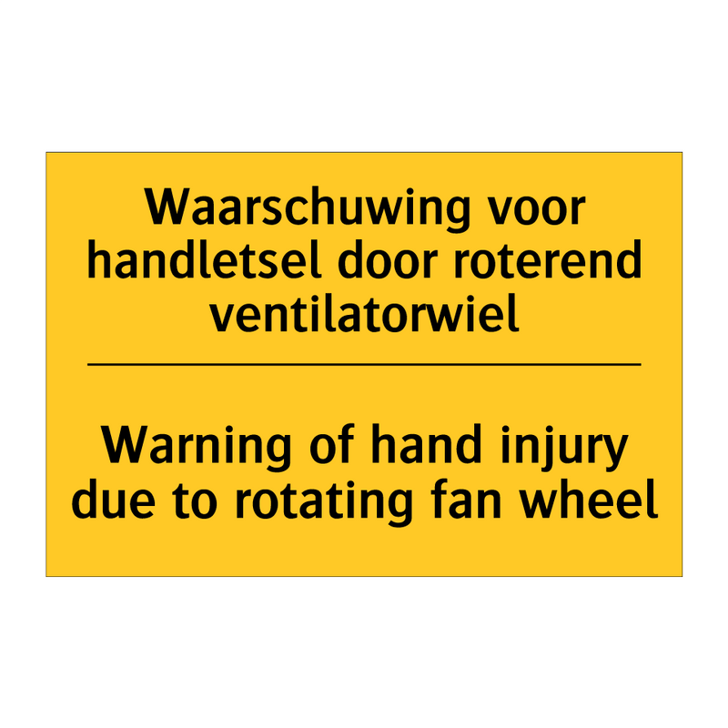 Waarschuwing voor handletsel door /.../ - Warning of hand injury due to /.../