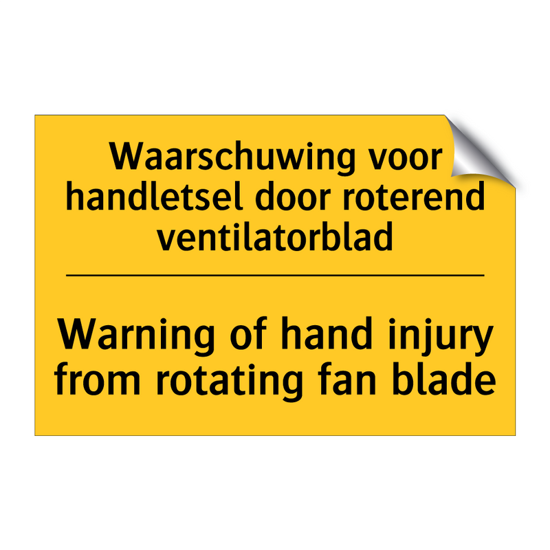 Waarschuwing voor handletsel door /.../ - Warning of hand injury from rotating /.../