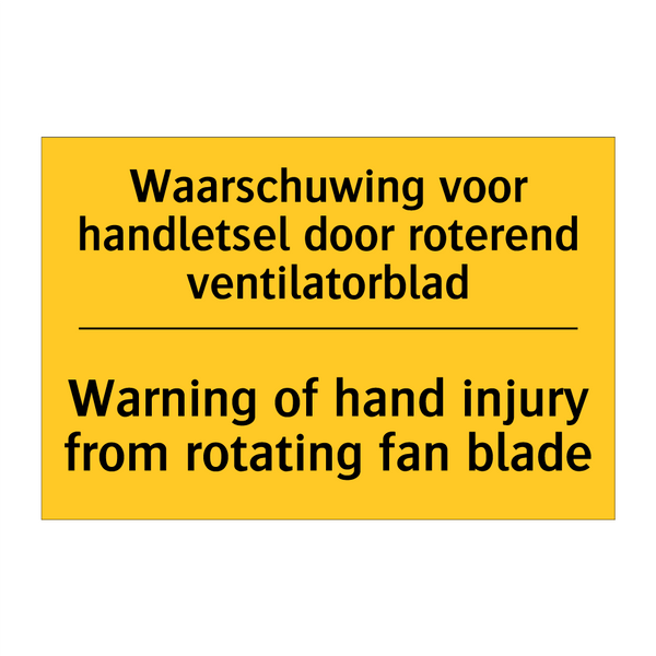 Waarschuwing voor handletsel door /.../ - Warning of hand injury from rotating /.../