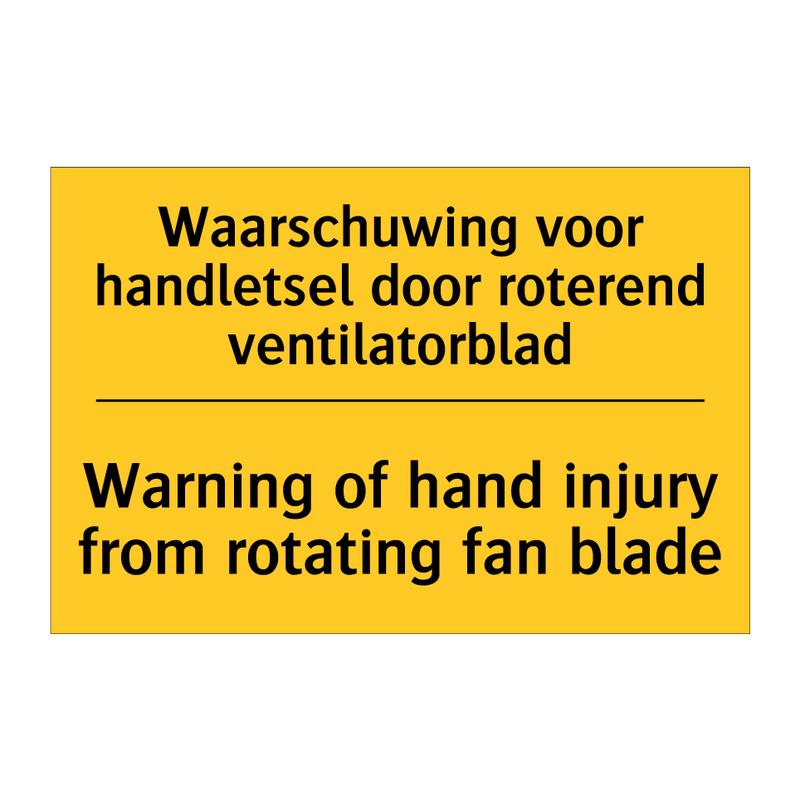 Waarschuwing voor handletsel door /.../ - Warning of hand injury from rotating /.../