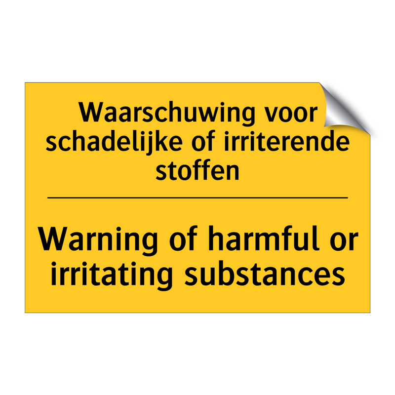 Waarschuwing voor schadelijke of irriterende stoffen - Warning of harmful or irritating substances