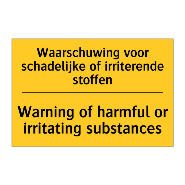 Waarschuwing voor schadelijke of irriterende stoffen - Warning of harmful or irritating substances