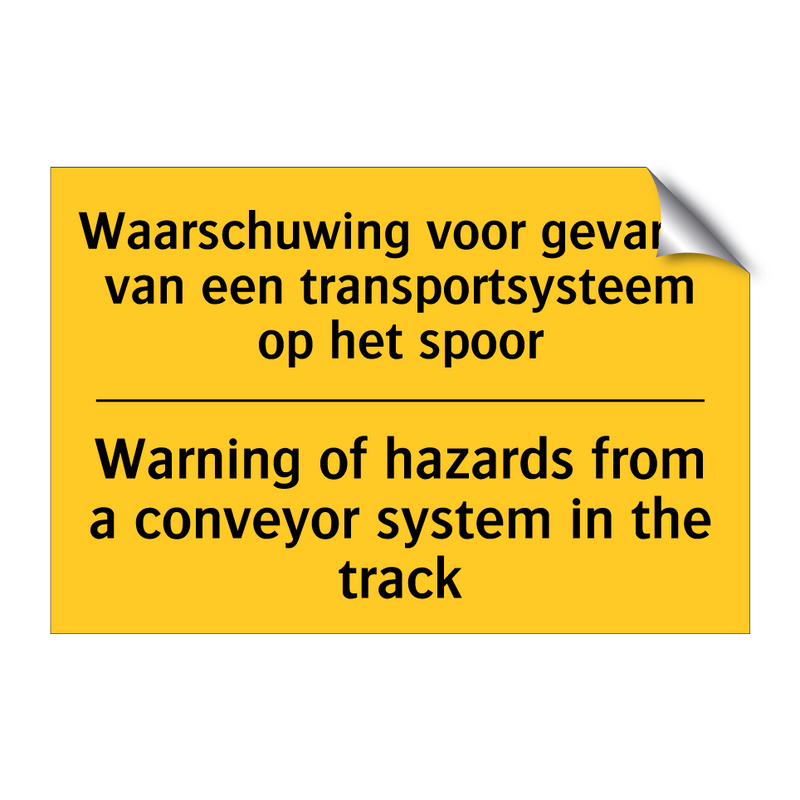 Waarschuwing voor gevaren van /.../ - Warning of hazards from a conveyor /.../