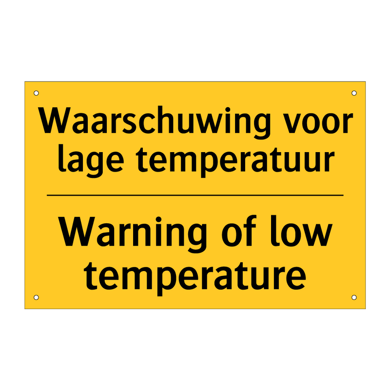 Waarschuwing voor lage temperatuur - Warning of low temperature