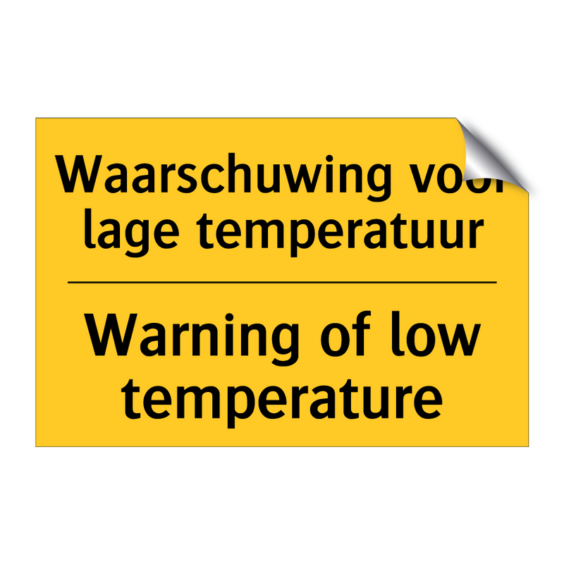 Waarschuwing voor lage temperatuur - Warning of low temperature