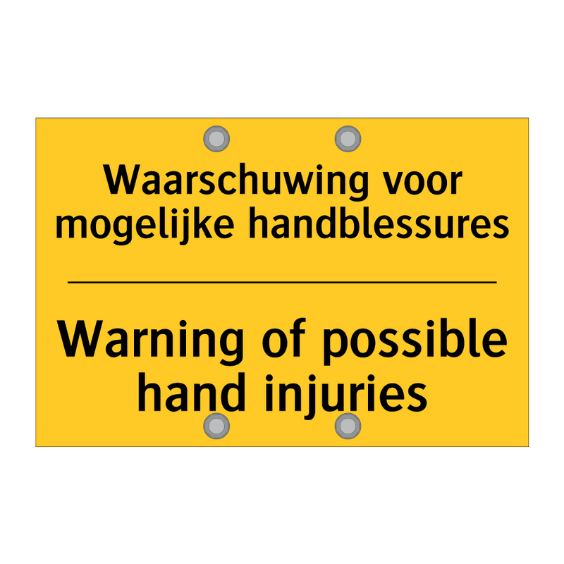 Waarschuwing voor mogelijke handblessures - Warning of possible hand injuries