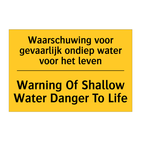 Waarschuwing voor gevaarlijk ondiep water voor het leven - Warning Of Shallow Water Danger To Life