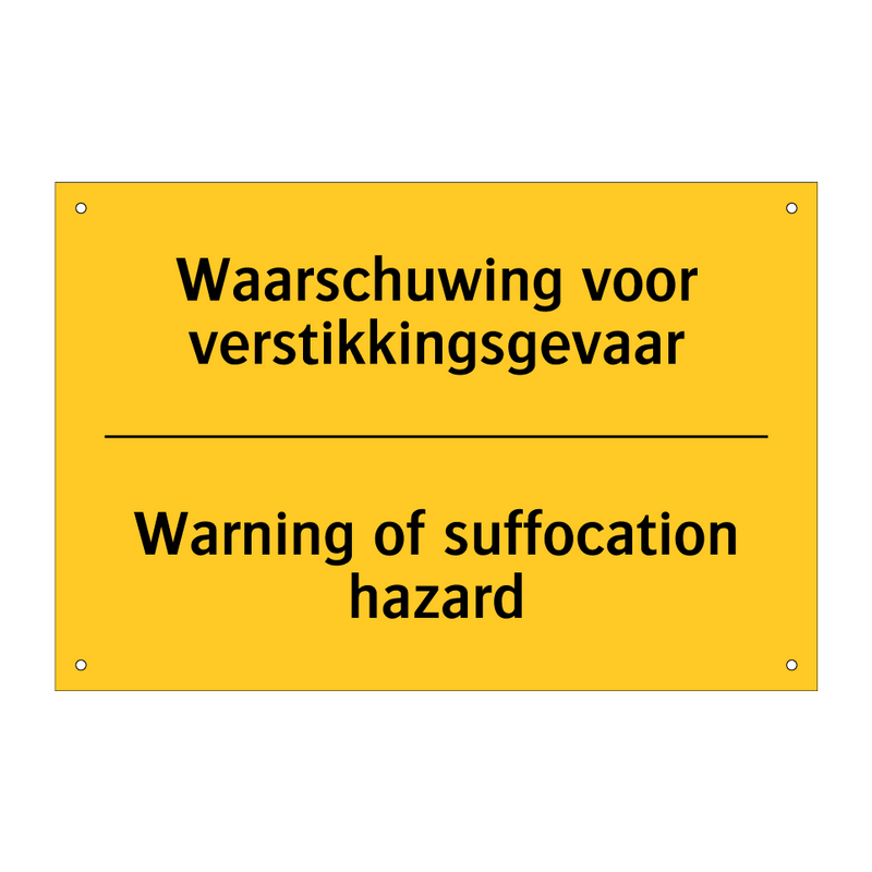 Waarschuwing voor verstikkingsgevaar - Warning of suffocation hazard