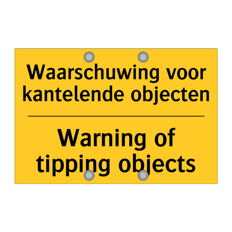 Waarschuwing voor kantelende objecten - Warning of tipping objects