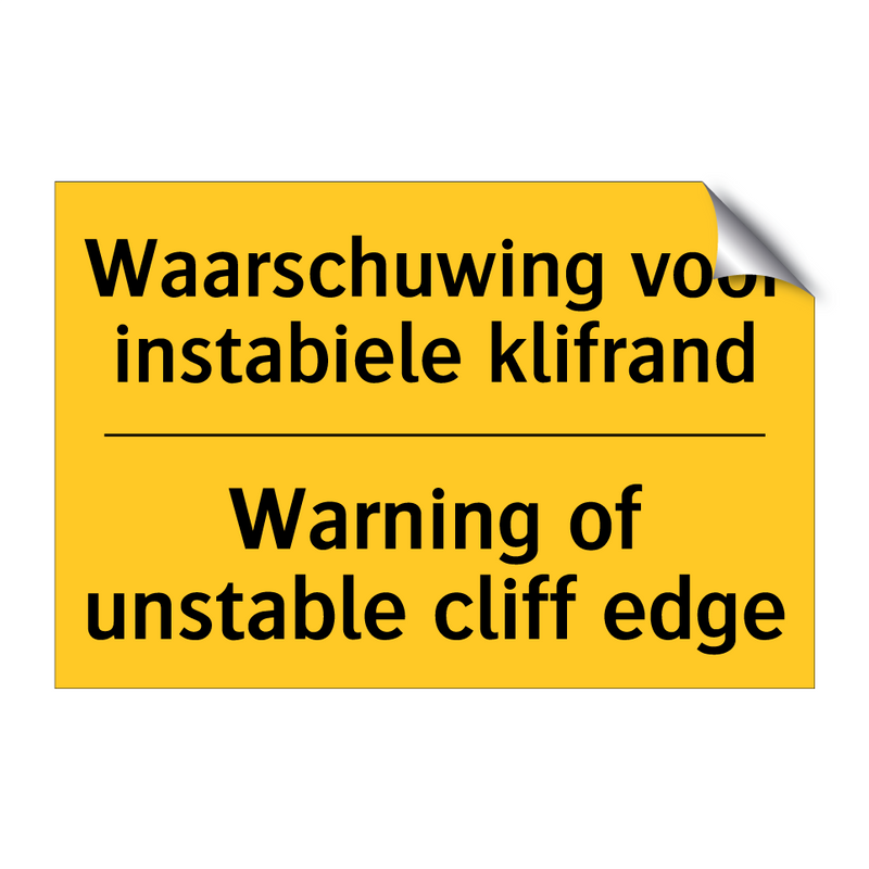 Waarschuwing voor instabiele klifrand - Warning of unstable cliff edge