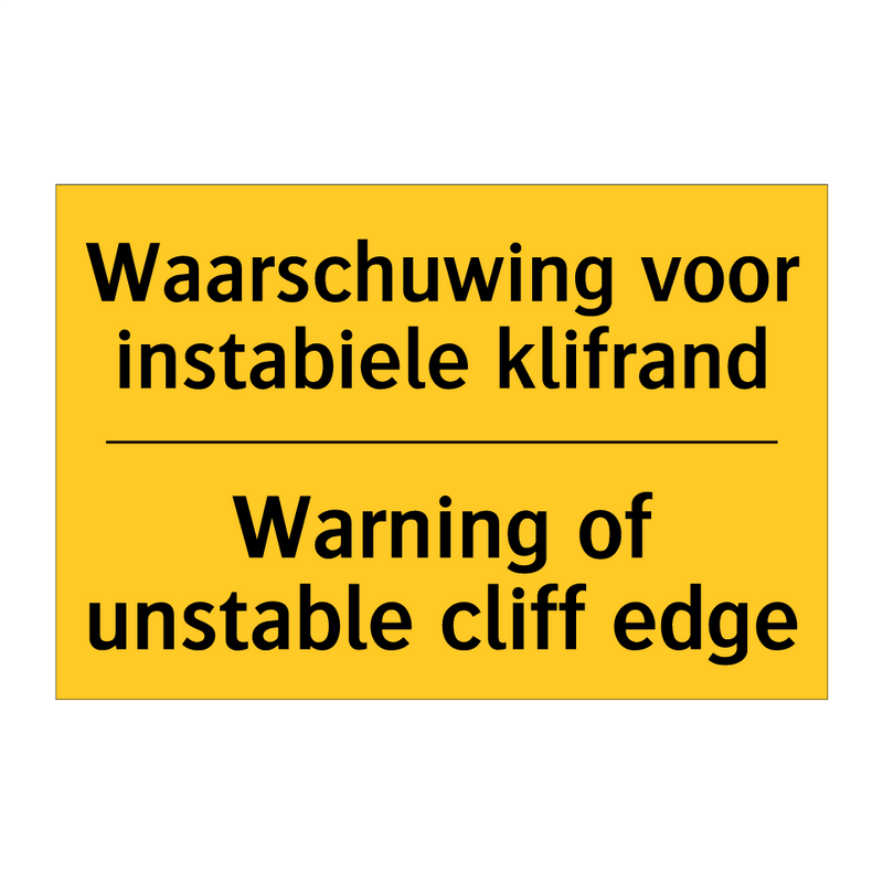 Waarschuwing voor instabiele klifrand - Warning of unstable cliff edge