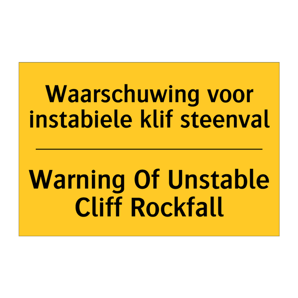 Waarschuwing voor instabiele klif steenval - Warning Of Unstable Cliff Rockfall