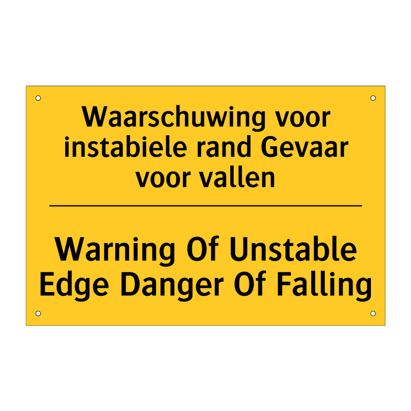 Waarschuwing voor instabiele rand Gevaar voor vallen - Warning Of Unstable Edge Danger Of Falling