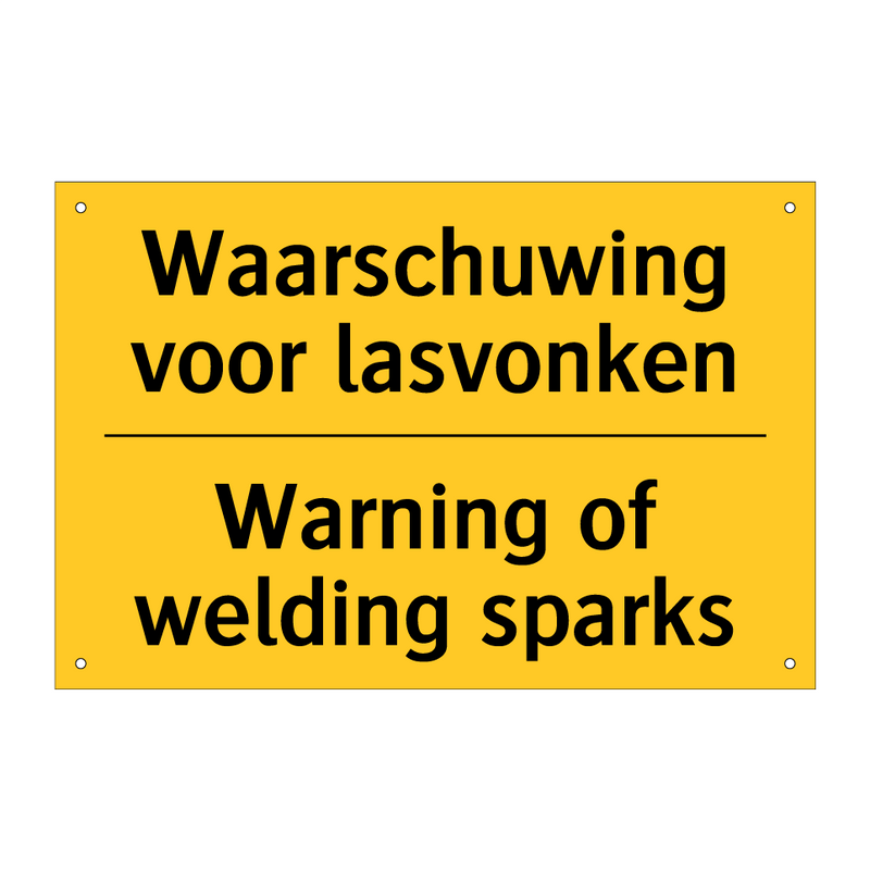 Waarschuwing voor lasvonken - Warning of welding sparks