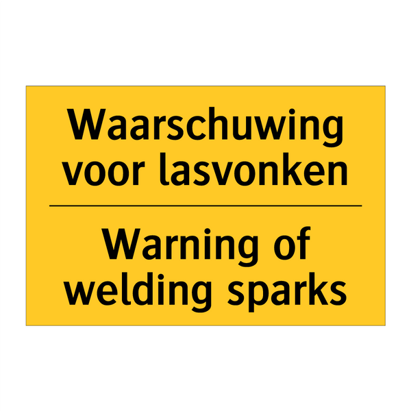 Waarschuwing voor lasvonken - Warning of welding sparks