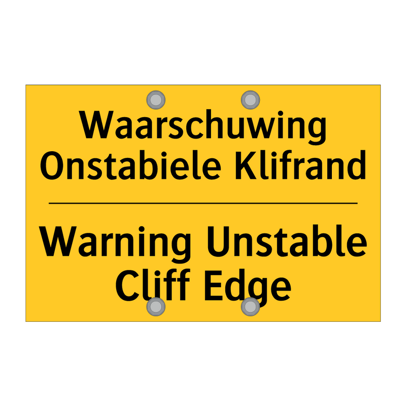 Waarschuwing Onstabiele Klifrand - Warning Unstable Cliff Edge