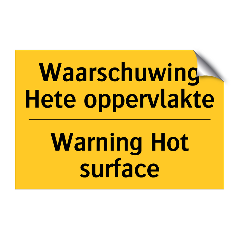 Waarschuwing Hete oppervlakte - Warning Hot surface