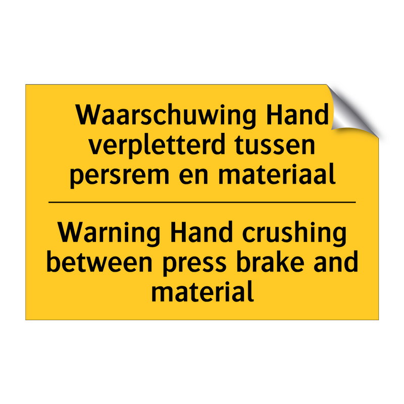 Waarschuwing Hand verpletterd /.../ - Warning Hand crushing between /.../