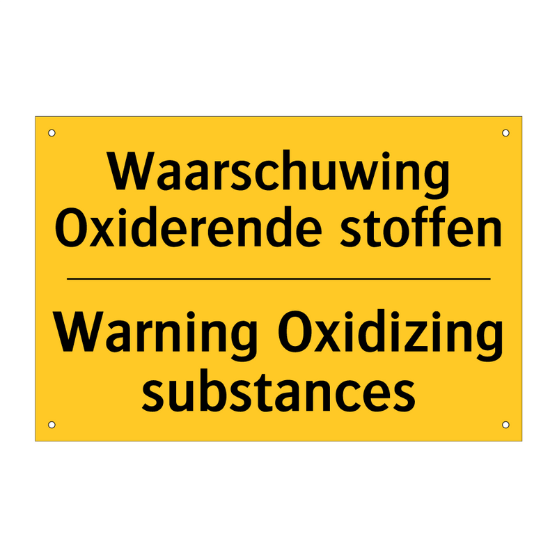 Waarschuwing Oxiderende stoffen - Warning Oxidizing substances