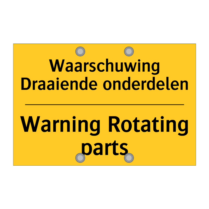 Waarschuwing Draaiende onderdelen - Warning Rotating parts