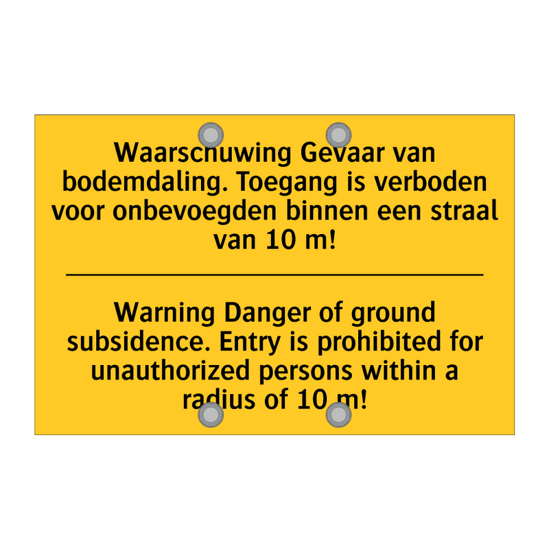 Waarschuwing Gevaar van bodemdaling. /.../ - Warning Danger of ground subsidence. /.../