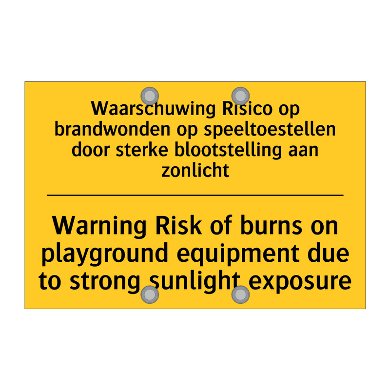 Waarschuwing Risico op brandwonden /.../ - Warning Risk of burns on playground /.../