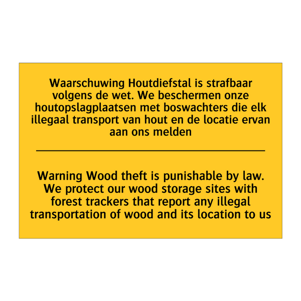 Waarschuwing Houtdiefstal is strafbaar /.../ - Warning Wood theft is punishable /.../