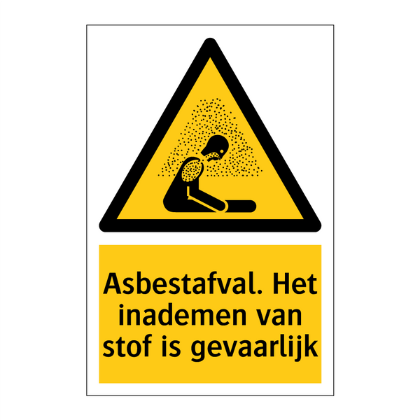 Asbestafval. Het inademen van stof is gevaarlijk